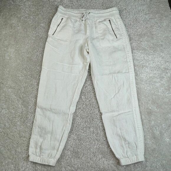 Athleta Cabo Linen Jogger Pant White 12 FLAW - Picture 2 of 12